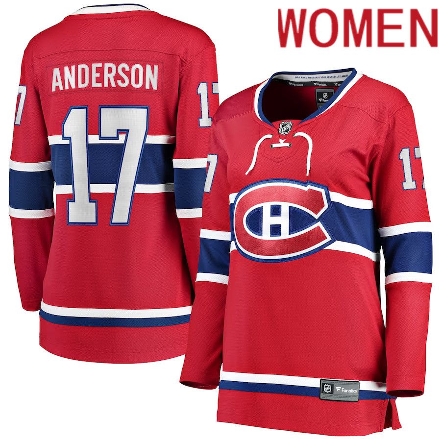 Women Montreal Canadiens #17 Josh Anderson Fanatics Branded Red Breakaway Player NHL Jersey